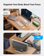 AboveTEK Vertical Laptop Stand, 3 Slots Aluminum Desk Laptop Holder & Laptop Docking Station Stand for MacBook, Tablet, Phone - Universal Fit (Up to 17.3") - Heavy Duty Polished, Anti Slide - Silver