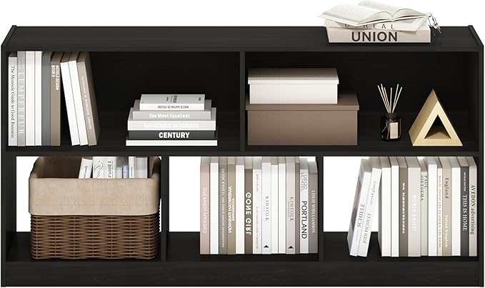 Furinno DALY Book Shelf, 5-Cube Bookshelf, Horizontal Cube Storage Organizer Bookcase, 10.9 x 47.2 x 23.6, for Living Room, B