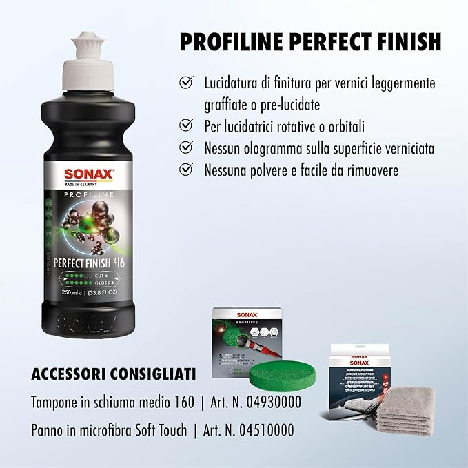 SONAX Perfect Finish 250ml | Scratch and Swirl Remover Polish | Machine Polish | Paint Correction Polish | High Gloss | Black Paint Polish | No Fillers Paint Correction | 8.45 fl. Oz