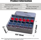 AARAINBOW Underwear Socks Ties Storage Organizer with Lids Foldable Closet Drawer Organizer 30 Cells, Fabric Wardrobe Divider