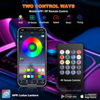 Car LED Strip Lights, USB Interior Ambient Lighting Kits with Wireless APP and RF Remote Control, 16 Million Colors Music Mode Car Decoration Lights with 315 inches 3.0mm Fiber Optic (6 in 1)