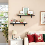 HOOBRO Floating Shelves for Wall, Grid Wall Panel 1.7' x 5.6' Ft Grid Display Rack, 15.4" Wall Mounted Shelves Set of 2, Grid
