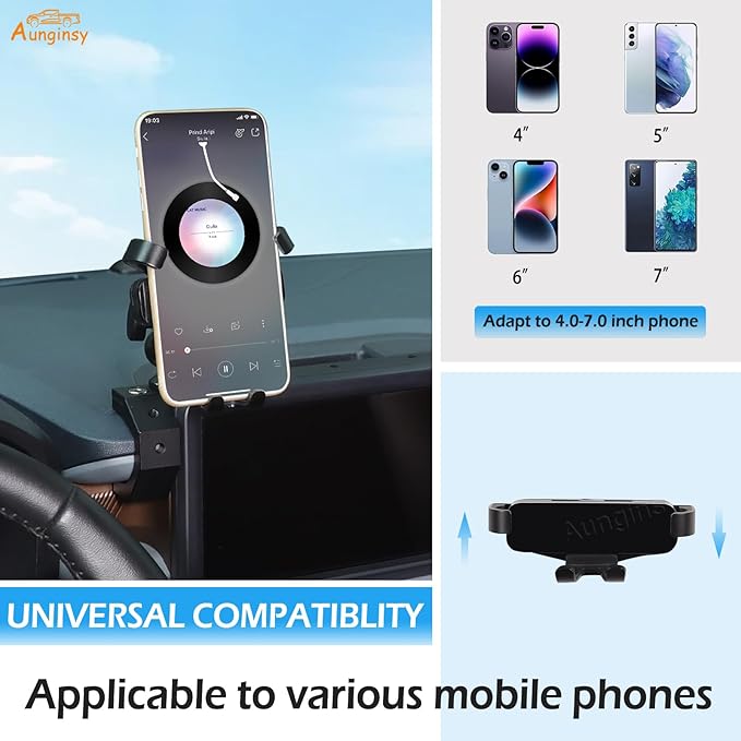 Aunginsy Dashboard Phone Holder Compatible with Ford Maverick 2022-2024, 8-inch Navigation Screen Upper Panel Fixed Clip 360° Rotation Mobile Phone Bracket for Most Cell Smartphone Mount Accessories