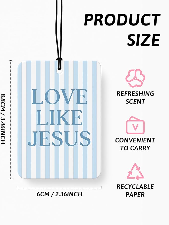 Inspirational Christian Car Air Freshener 4 Pcs, Blue Coquette Bow Religious Hanging Air Freshener for Cars Closet Drawer Boo