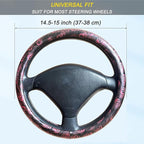 Embossed Skull Steering Wheel Cover, Skull Car Accessory, Microfiber Leather with Anti-Slip Lining, Fits 14.5"-15" Steering Wheels (Red Black)