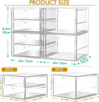 Acrylic Makeup Organizer, 4 Pack Drawer Organizer - Transparent Desktop Storage for Cosmetics, Office Supplies & More - Clear
