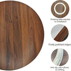 24" Wood Lazy Susan, Large Solid Turntable Serving Tray for Tabletop, Smooth Rotating Round Tray for Kitchen Counter, Dining 