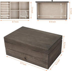Meangood Jewelry Box Organizer for Women, 2 Layer Large Jewelry Storage Case, Rustic Wooden Jewelry Box with Mirror & Ring Tr