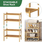 kiplant Small Shoe Rack, 2-Tier Bamboo Wood Shoe Rack for Entryway, Stackable Shoe Organizer for Hallway Closet, Free Standin