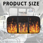 Flames Print Sun Visor Storage Bag Multi-Pocket Auto Visor Storage Bag with Zipper Pockets,Adjustable Straps Auto Interior Accessories Pocket Organizer
