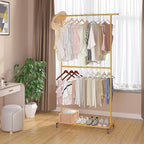 Sywhitta Double Rod Clothing Garment Rack, Rolling Clothes Organizer on Wheels for Hanging Clothes, Easy to Assemble, Adjusta