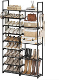 WOWLIVE 9 Tiers Shoe Rack Shoe Storage Shoe Organizer 30-35 Pairs Shoe Tower Unit Shelf Durable Metal Pipes with Plastic Conn