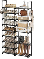 WOWLIVE 9 Tiers Shoe Rack Shoe Storage Shoe Organizer 30-35 Pairs Shoe Tower Unit Shelf Durable Metal Pipes with Plastic Conn