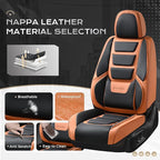 Coverado Car Seat Covers Full Set, Seat Covers for Cars, Front Seat Covers and Back Seat Cover Waterproof Leather Automotive 