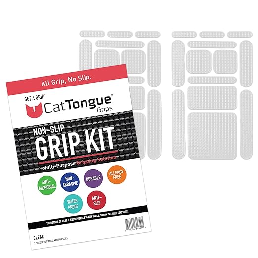 CATTONGUE GRIPS Non-Abrasive Grip Tape Strips - Heavy-Duty, Pre-Cut Anti-Slip Tape for Phones, Tablets, Crafting & More - Ind