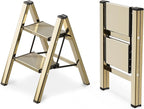 WOA WOA Step Ladder, 2 Step Foldable Step Stool with Widen Pedals, Portable Aluminum Stepladder, Compact Ladder for Space Sav
