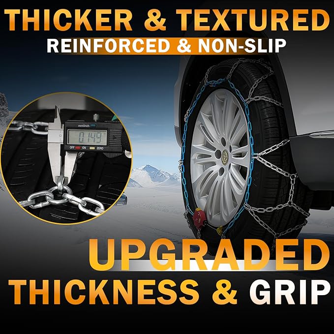Heavy Duty AutoFixing Snow Chains Tire Chains for Light Truck, SUV & Pickup, Self-Tightening Design for Easy Installation, Ti