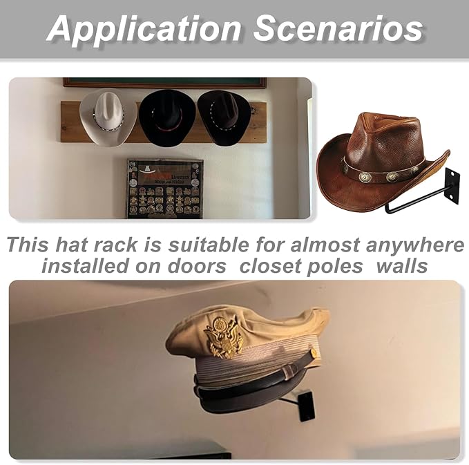 Set of 5 Metal Hat Holder, Hat Rack for Wall Display Cowboy Hat Rack Mounted Cowboy Hat Rack Multifunctional Organizer Displa
