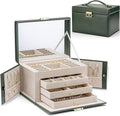 Vlando Jewelry Box for Girls, 4-Tier Jewelry Organizer with Lock, Mirror Jewelry Box for Earring, Ring, Necklace and Bracelet