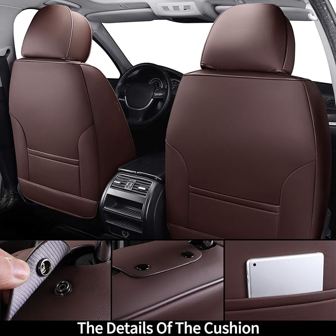 Coverado Universal Seat Covers Front, 2-Pack Universal Seat Covers for Cars, Waterproof Nappa Leather Car Seat Covers with He