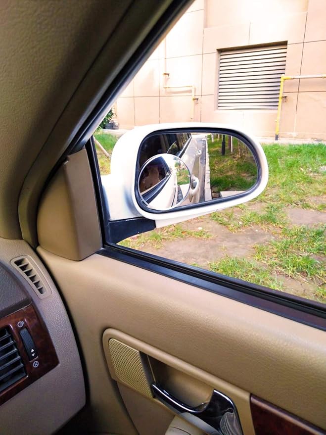 Blind Spot Mirror, Ampper 3-3/4" Round HD Glass Convex Aluminum Frame Wide Angle Rear View Mirror For Large Vehicles, Car Suv Truck(Pack Of 2)