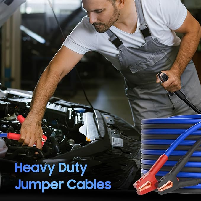 Heavy Duty Jumper Cables, 0 Gauge 30 Feet 1000Amp Automotive Booster Cables for 12V & 24V Cars, SUVs and Trucks, Jumper Cables Kit with Carry Bag (0AWG x 30Ft)
