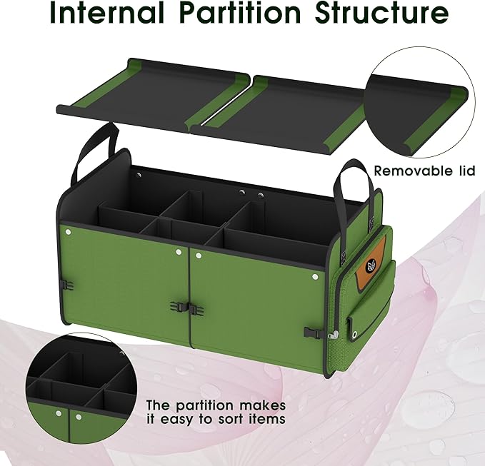 Trunk Organizer, Heavy-Duty Storage for Car & SUV, Foldable Waterproof Car Organizer with Cooler, Collapsible Multi-Compartment