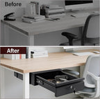 Under Desk Drawer 15.7" x 11.8" x 4.3", Under Desk Pull Out Drawer with Lock and Keys, 4.3” & 7.5” Optional Bracket Height, S