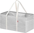 LHZK Standing Extra Large Utility Tote Bag with Metal Wire Frame and the Sides Rinforced, Extra Large Tote Bag with Handle, Reusable Grocery Bags Foldable, Beach Bag, Car Tote (Grey, 26''x15''x13'')