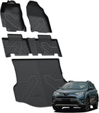 LASFIT Floor Mats&Trunk Mat for Toyota RAV4 2013-2018 (Not Fit Hybrid) All Weather TPE Custom Fit Floor Liner for Toyota RAV 4 LE/XLE/SE/Limited/Platinum/Adventure Front and Rear 2 Row Car Mats,Black