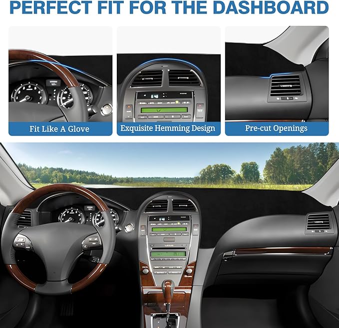 FIILINES Dash Cover for Lexus ES ES240 ES350 2007-2012, Dashboard Cover ES Accessories Suede Dash Cover Mat Sunshade Anti-Sli