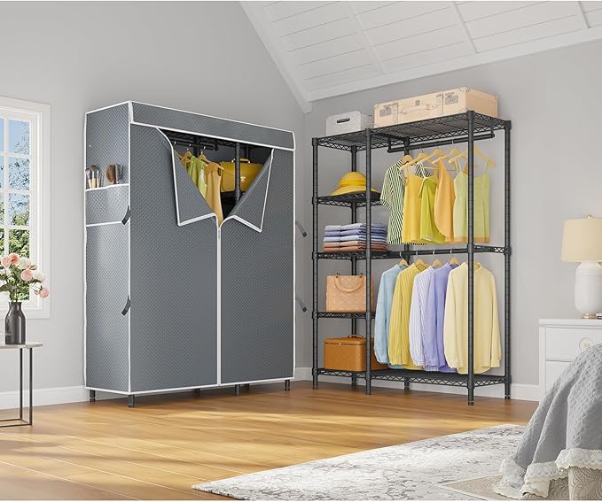 VIPEK V7C Garment Racks with Cover Portable Closets for Hanging Clothes, Heavy Duty Clothes Rack with Shelves Metal Closet Wa