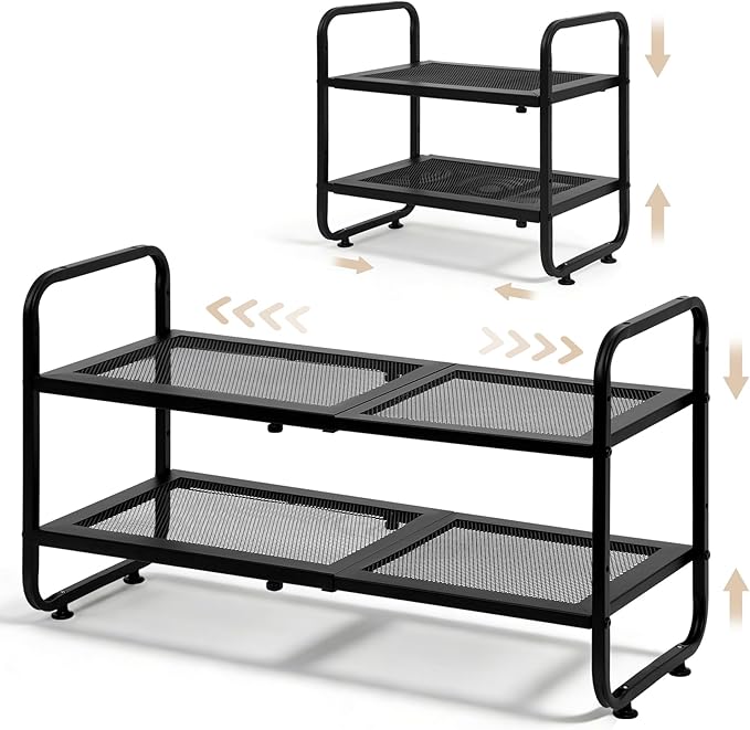 Expandable Shoe Rack - Shoe Stand Holder for Closet, Adjustable Shoe Shelf Storage, Stackable Long Shoe Stand Holder for Livi