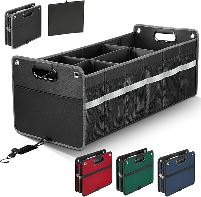 Car Trunk Organizer, Car Storage Organizer, Collapsible Multi Compartment for Car, Suv, Sedan, Truck, 100L, Extra Larger