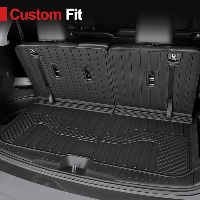 Cargo Mat Backrest Mat for 2016-2022 Honda Pilot 8 Passengers (No Elite Models), All Weather TPE Car Liner Car Mat for 2022 Honda Pilot Accessories