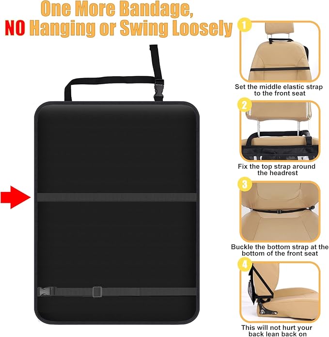 Meolsaek Kick Mats Back Seat Protector, Waterproof Oxford Seat Back Protector, Car Seat Back Protector for Kids, Back of Seat Protector for Kids Feet Car Seat (Black C -2pc)