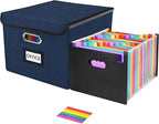 File Organizer Box with 25-Pocket Accordion Folder, File Folder & Protective Lid - Document Storage for Home, Office, School,
