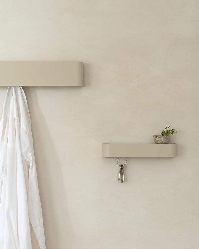 Kazai.® Coat Rack Wall Mount with Shelf 'Tone' | Modern Design Coat Hanger with Hidden Hooks and Storage | Hat Rack with Shel