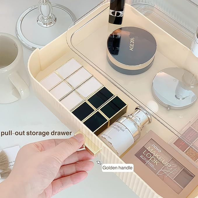 Stackable Plastic Organizer Big & Spacious Drawer | Organize Eyeshadow Palettes, Cosmetics, and Beauty Supplies on a Vanity. 