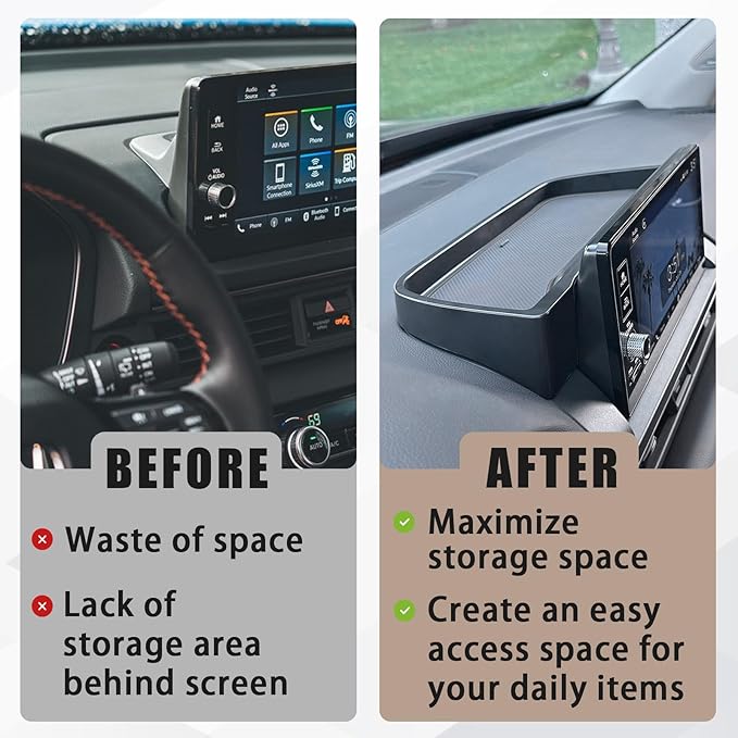 Muslogy for Pilot Dash Storage Tray Insert Behind Screen Center Console Organizer Interior Accessories Compatible with Honda Pilot 2023-2025 Sport EX-L TrailSport Touring Elite(Brown) Won't fit 2026
