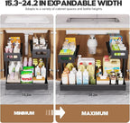 1 Pack Expandable Under Sink Organizers And Storage With Upgrade Ball-Bearing Slide Tracks,2-Tier Pull Out Under Cabinet Orga