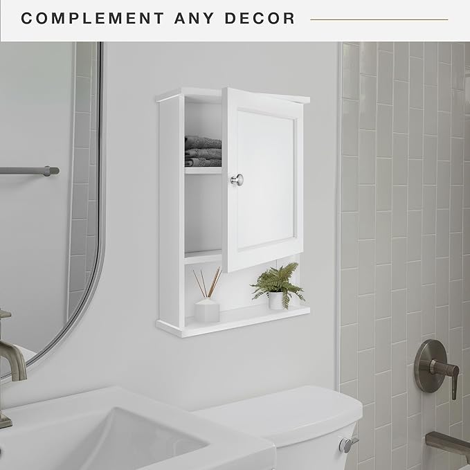 MCS 23x16 White Medicine Cabinet Organizer, Wall Mounted Bathroom Cabinet for Over-The-Toilet Storage, Bathroom Furniture & R