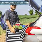 Standing Extra Large Utility Tote Bag with Hard Bottom & Hard Sides, Heavy Duty Reusable Grocery Bags with Handles & 3 Pockets for Shopping, Picnics, Camping, Laundry, Car, Beach Tote Bag