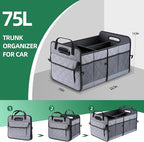 Car Trunk Organizer, 75L Large Capacity Waterproof Auto Storage with Non-Slip Bottom Strips, Collapsible Cargo Organizer for Su
