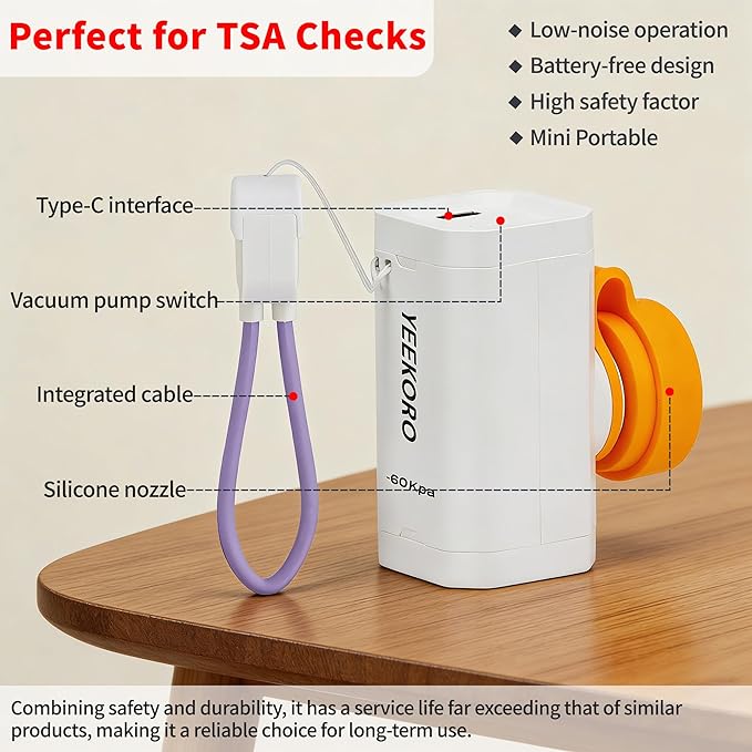 Vacuum Bag for Travel, Professional IPX8 Waterproof Reusable Vacuum Compression Bags for Travel Suitcases, Upgraded Durable S