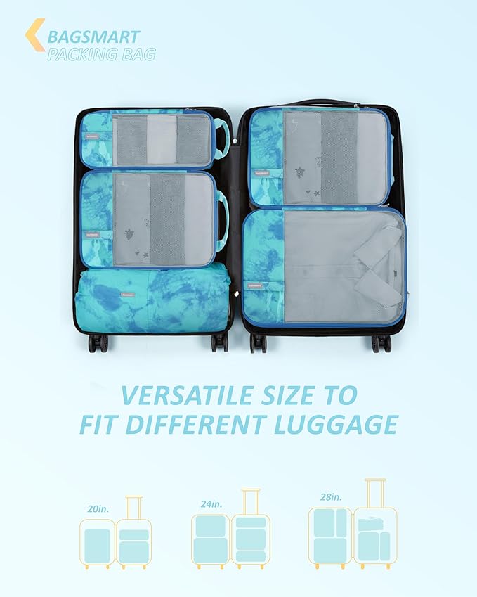 BAGSMART 6 Set /4 Set/2 Set Compression Packing Cubes for Travel, Lightweight Luggage Organizer Bags, Durable Space Saver Bag