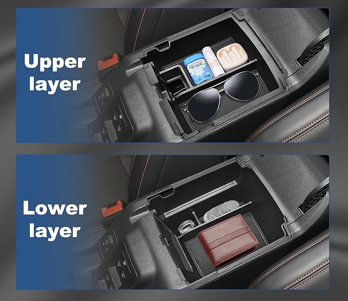 GZSH 2025 Upgrade Double-Layer Center Console Organizer fit for 2025 2026 Ford Bronco 4 Door Full Size |Not for Sport Model| Not for 2 Door Not for manual transmission