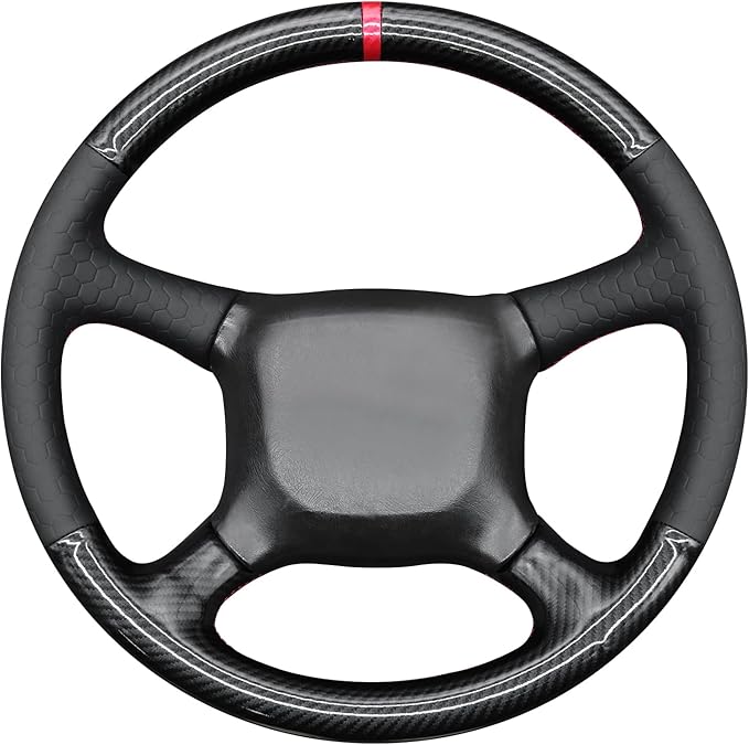 MEWANT Steering Wheel Wrap for Chevy Silverado 1500 Astro Blazer C/K Made of Shiny PU Carbon Fiber Embossed Faux Leather