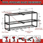 Power Tool Organizer Wall Mount, 150Lbs 3 Layer Metal Tool Storage Rack with 7 Cordless Drill Holder Heavy Duty, Battery Dril