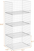 4-Tier Stackable Closet Organizers and Storage Basket, Foldable Closet Shelf Organizer System, Space-Saving Clothes Storage D
